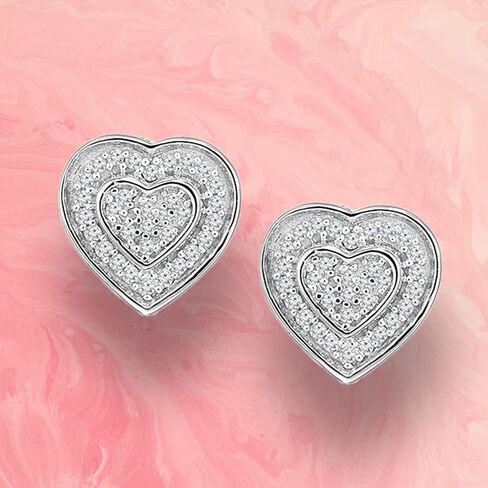 Natalia Drake 1/10 Cttw Small Diamond Stud Earrings for Women in Rhodium Plated 925 Sterling Silver Color H-I/Clarity I2-I3 in Saudi Arabia