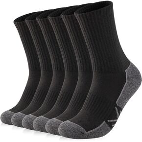 eallco Mens Crew Socks Running Work Boot Socks Moisture Wicking Thick Sports Cushion Socks for Men 6 Pairs