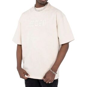 Verdusa Men's Oversized Tops Letter Embroidery Drop Shoulder Tee Top Casual T Shirts