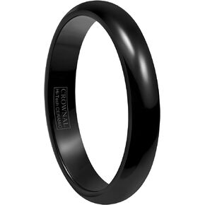 CROWNAL 2mm/4mm/6mm/8mm Black Ceramic Wedding Band Ring Men Women Couple Plain Dome High Polished Comfort Fit Size 3.5 To 16