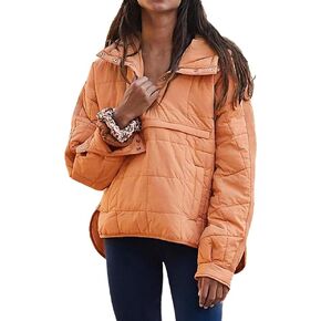 سترة صوفية منتفخة للنساء من دااسي، سترة كبيرة الحجم وخفيفة الوزن باكمام طويلة، هوديز قابلة للتعبئة بازرار سفلية مبطنة in Kuwait