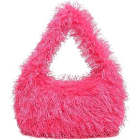 Faux Fur Fluffy Hobo Bag Furry Handbag Purse Y2K Fuzzy Tote Bag,Trendy Cute Plush Purse for Women in Saudi Arabia