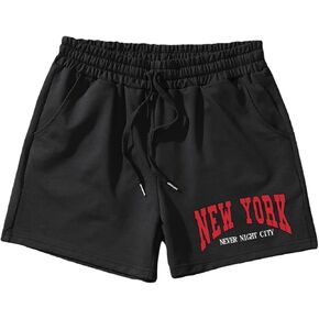 GORGLITTER Men's Letter Graphic Print Drawstring Waist Track Shorts with Pocket