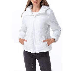 Women's Lightweight Water-Resistant Long-Sleeve Full-Zip Hooded Puffer Jacket Coat in Kuwait