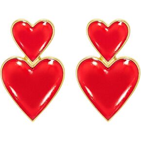 أقراط Vanjewnol لعيد الحب، أقراط عيد الحب للنساء، هدايا عيد الحب لها، أقراط على شكل قلب أحمر للنساء، E03C in Kuwait