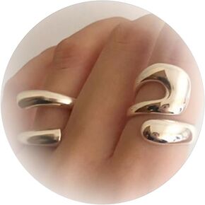 HUASAI Gold Chunky Rings for Women Statement Rings Wide Band Irregular Band Rings Stackable Open Ring Jewelry for Women Girls