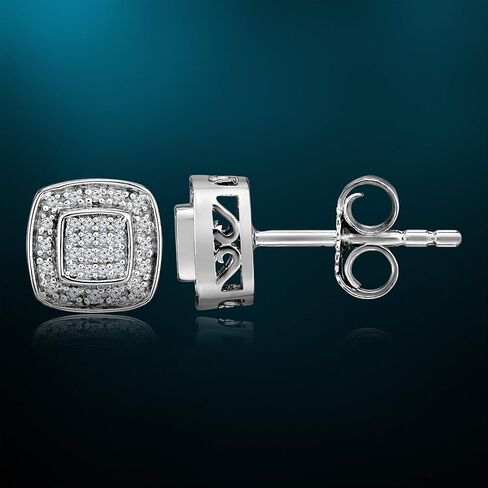 Natalia Drake 1/10 Cttw Small Diamond Stud Earrings for Women in Rhodium Plated 925 Sterling Silver Color H-I/Clarity I2-I3 in Saudi Arabia