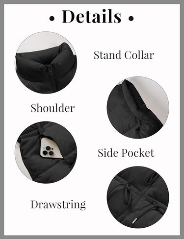 TIQOJE Vest Tops for Women Stand Collar Zip Quilted Outwear Vest Padded Gilet Jacket in Kuwait
