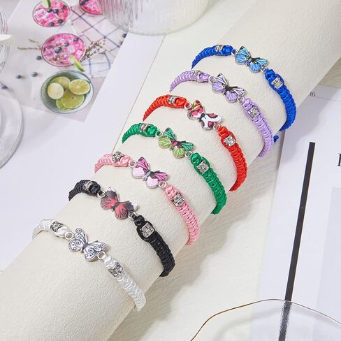 Pingyongchang Butterfly Charm Bracelet Adjustable String Butterfly Friendship Bracelets Cute Hand Woven Colorful Butterfly Charm Bracelets for Women Girls Gifts Jewelry in Saudi Arabia