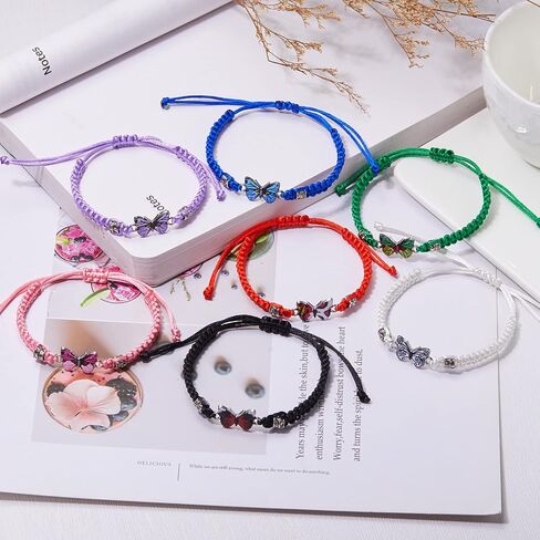 Pingyongchang Butterfly Charm Bracelet Adjustable String Butterfly Friendship Bracelets Cute Hand Woven Colorful Butterfly Charm Bracelets for Women Girls Gifts Jewelry in Saudi Arabia