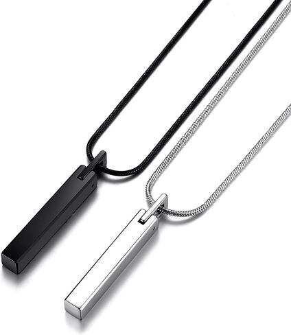 MOO&LEE Men's Tungsten Steel Bar Pendant Necklace with 22 Inches Stainless Steel Snake Chain in Saudi Arabia