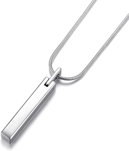 MOO&LEE Men's Tungsten Steel Bar Pendant Necklace with 22 Inches Stainless Steel Snake Chain in Saudi Arabia