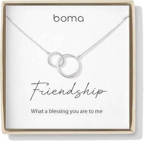 Boma Jewelry Sentiments Collection Friendship Sterling Silver Two Interlocking Circles Necklace, 18 Inches in Saudi Arabia