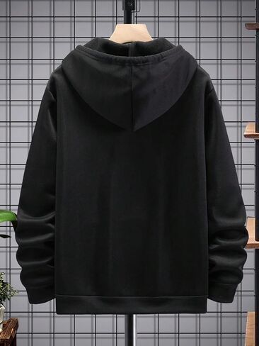 SweatyRocks Men's Letter Graphic Print Hoodies Drop Shoulder Drawstring Hooded Sweatshirt With Pocket in Saudi Arabia
