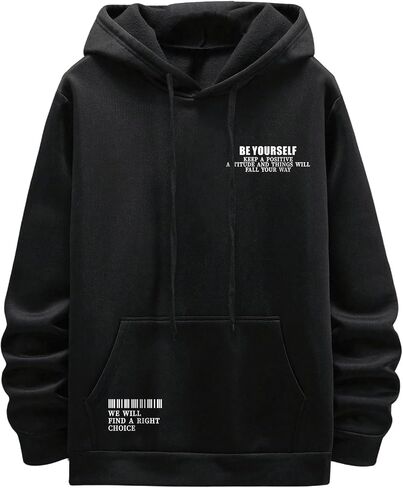 SweatyRocks Men's Letter Graphic Print Hoodies Drop Shoulder Drawstring Hooded Sweatshirt With Pocket in Saudi Arabia