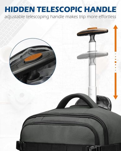 حقيبة ظهر هاينز إيجل 42 لتر بعجلات حقيبة ظهر للسفر معتمدة من الطيران تحمل على الأمتعة باللون الرمادي مع مجموعة من 3 مكعبات تعبئة باللون الأحمر والبنفسجي in Kuwait