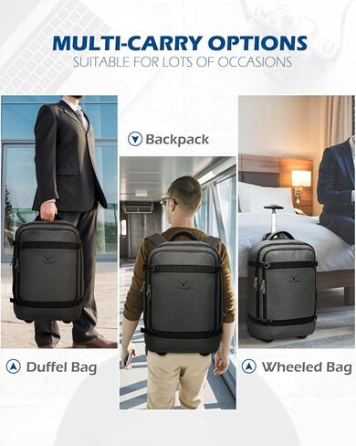 حقيبة ظهر هاينز إيجل 42 لتر بعجلات حقيبة ظهر للسفر معتمدة من الطيران تحمل على الأمتعة باللون الرمادي مع مجموعة من 3 مكعبات تعبئة باللون الأحمر والبنفسجي in Kuwait