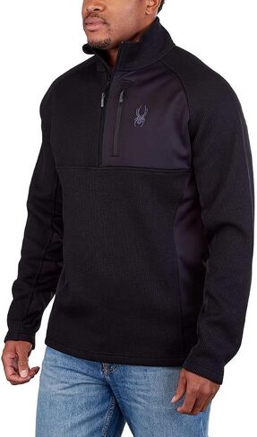 Spyder Men's Half Zip Sweater Gait Knit Pullover Jacket (as1, Alpha, x_l, Regular, Regular, Black) in Saudi Arabia