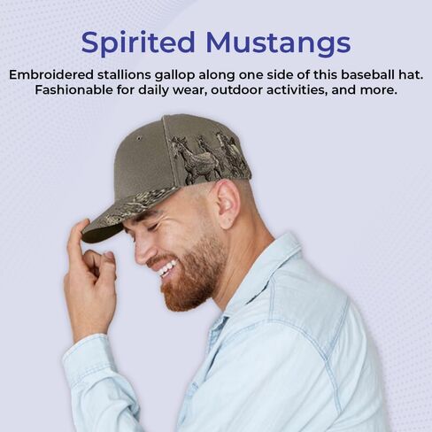 PGI Traders Embroidered Horses Baseball Hat | Barn Cap for Women | Gift for Horse Lovers | Stable | Equestrian | Cotton Twill | Adjusts to Fit Most in Saudi Arabia