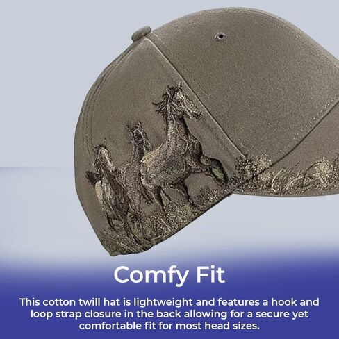 PGI Traders Embroidered Horses Baseball Hat | Barn Cap for Women | Gift for Horse Lovers | Stable | Equestrian | Cotton Twill | Adjusts to Fit Most in Saudi Arabia