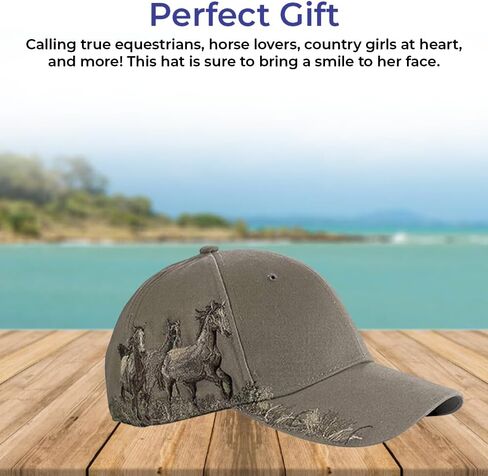 PGI Traders Embroidered Horses Baseball Hat | Barn Cap for Women | Gift for Horse Lovers | Stable | Equestrian | Cotton Twill | Adjusts to Fit Most in Saudi Arabia