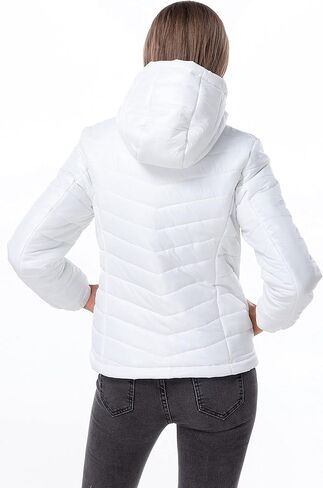 Women's Lightweight Water-Resistant Long-Sleeve Full-Zip Hooded Puffer Jacket Coat in Kuwait