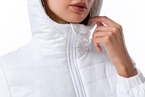 Women's Lightweight Water-Resistant Long-Sleeve Full-Zip Hooded Puffer Jacket Coat in Kuwait