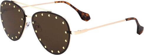 Brooklyn Rimless Oversized Studded Aviators Sunglasses Riveted Fashion Men Women AV-1672 in Saudi Arabia