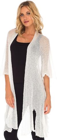 SHU-SHI Womens Long Sheer Kimono Cardigan Sweater Open Front Beach Top Cover Up in Saudi Arabia
