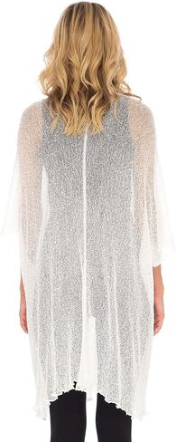 SHU-SHI Womens Long Sheer Kimono Cardigan Sweater Open Front Beach Top Cover Up in Saudi Arabia