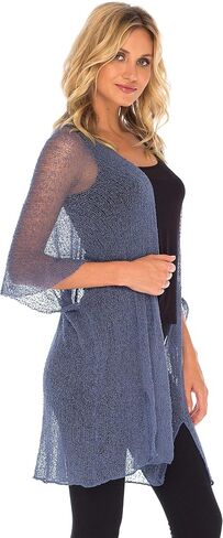 SHU-SHI Womens Long Sheer Kimono Cardigan Sweater Open Front Beach Top Cover Up in Saudi Arabia