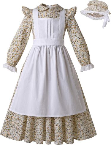 فستان Pettigirl Girls Pioneer التنكري للأطفال الصغار في الثمانينيات من طراز Colonial Prairie in Kuwait