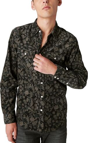 Lucky Brand Men's Corduroy Printed Western Long Sleeve Shirt in Saudi Arabia