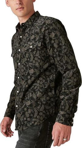 Lucky Brand Men's Corduroy Printed Western Long Sleeve Shirt in Saudi Arabia