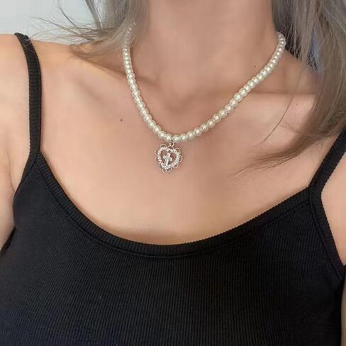 Y2k Necklaces Accesories Grunge Moonstone Cross Heart Butterfly Pearl Necklace Vintage Gothic Aesthetic Choker Necklace Set for Women Girls in Kuwait