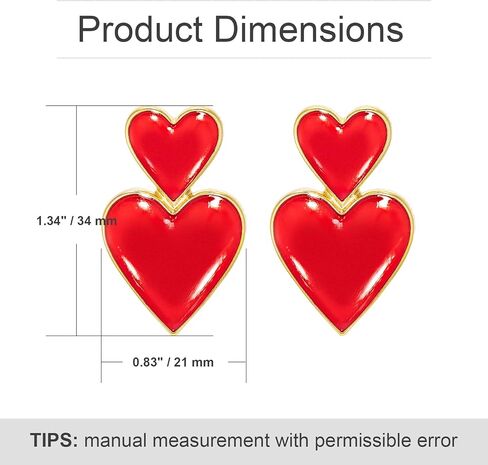 أقراط Vanjewnol لعيد الحب، أقراط عيد الحب للنساء، هدايا عيد الحب لها، أقراط على شكل قلب أحمر للنساء، E03C in Kuwait