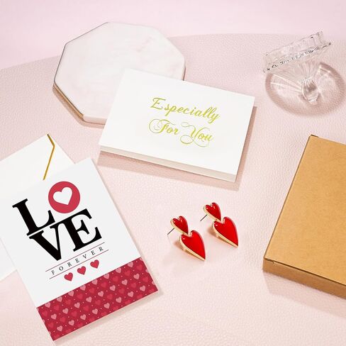 أقراط Vanjewnol لعيد الحب، أقراط عيد الحب للنساء، هدايا عيد الحب لها، أقراط على شكل قلب أحمر للنساء، E03C in Kuwait