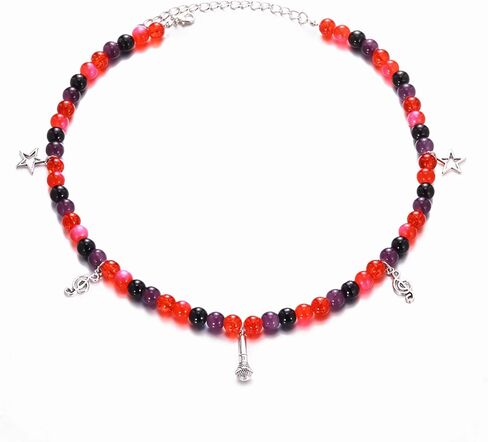 rgwtgkyh TV Girl Cosplay Choker Necklace for Girls Women Guitar Natural Stone Red blue Bead Chokers Hip Hop Rockstar Fashion TV Girl merch Jewelry Gifts in Saudi Arabia