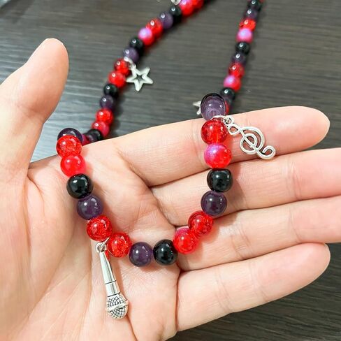 rgwtgkyh TV Girl Cosplay Choker Necklace for Girls Women Guitar Natural Stone Red blue Bead Chokers Hip Hop Rockstar Fashion TV Girl merch Jewelry Gifts in Saudi Arabia