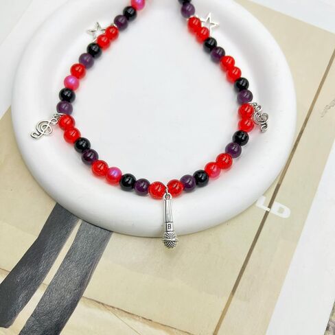 rgwtgkyh TV Girl Cosplay Choker Necklace for Girls Women Guitar Natural Stone Red blue Bead Chokers Hip Hop Rockstar Fashion TV Girl merch Jewelry Gifts in Saudi Arabia