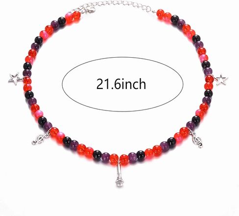 rgwtgkyh TV Girl Cosplay Choker Necklace for Girls Women Guitar Natural Stone Red blue Bead Chokers Hip Hop Rockstar Fashion TV Girl merch Jewelry Gifts in Saudi Arabia