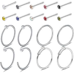 SCERRING 22 قياس حلقات الأنف هوب الفولاذ المقاوم للصدأ العظام L على شكل برغي 2 مم تشيكوسلوفاكيا الأنف ترصيع الغضروف الزنمة Daith الأذن ثقب الدائري هوب الجسم مجموعة مجوهرات 18-78PCS in Kuwait