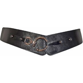 eVogues Plus Size Hook Buckle Faux Leather Wide Elastic Belt in Kuwait