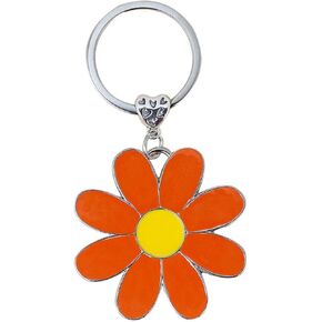 COLORFUL BLING Cute Daisy Enameled Keychain Flower Charms Keyring for Purse Bag