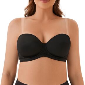 Plusfreeee حمالة صدر نسائية بدون حمالات مقاس كبير لتمثال نصفي كبير Underwire حمالات صدر تغطية كاملة قابلة للتحويل مع أشرطة شفافة