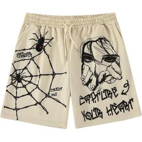 GORGLITTER Men's Graphic Athletic Cool Shorts Drippy Drawstring Waist Gym Shorts with Pockets