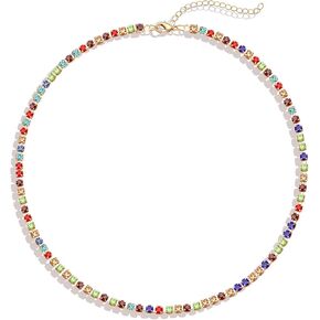 BVGA Dainty Gold Choker Necklace Colorful Heart Gemstone Choker Necklace Gold Plated Snake Chain Necklace Choker Necklaces Set for Women Girl Gifts in Kuwait