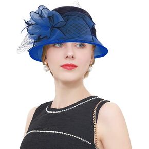 قبعة Janey&Rubbins النسائية ذات اللونين من Bowler Cloche ليوم الديربي، والكنيسة، والزفاف، والحفلات، والمناسبات الرسمية