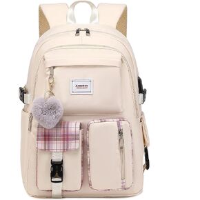 حقيبة ظهر Acmebon Girl Roomy Fashion للكمبيوتر المحمول حقيبة ظهر يومية كاجوال للنساء باللون الرمادي