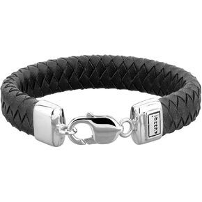 سوار كوزوي للرجال من الجلد المضفر باللون الأسود البسيط مع مشبك جراد البحر مصنوع من الفضة الإسترليني عيار 925، الطول 7,48 بوصة - 8,27 بوصة، العرض 0,51 بوصة، 0.63 أونصة in Kuwait